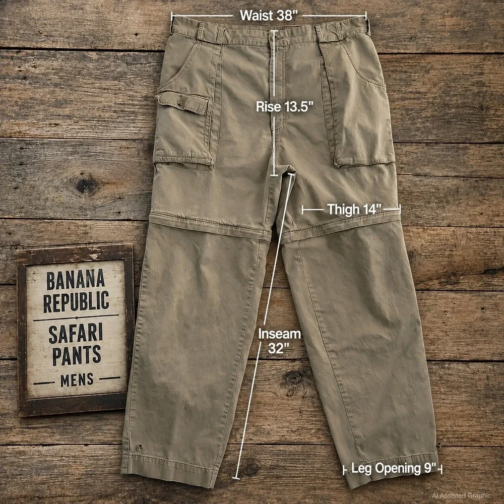 Banana Republic Mens Safari Convertible Zip Off Cargo Pants Khaki Tan Size 40x32